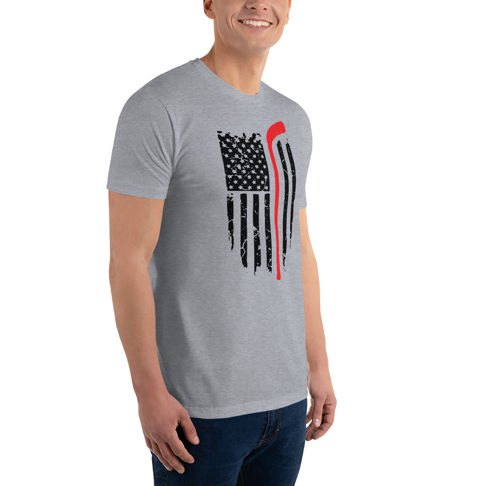 American Flag Hockey Stick Short Sleeve T-shirt