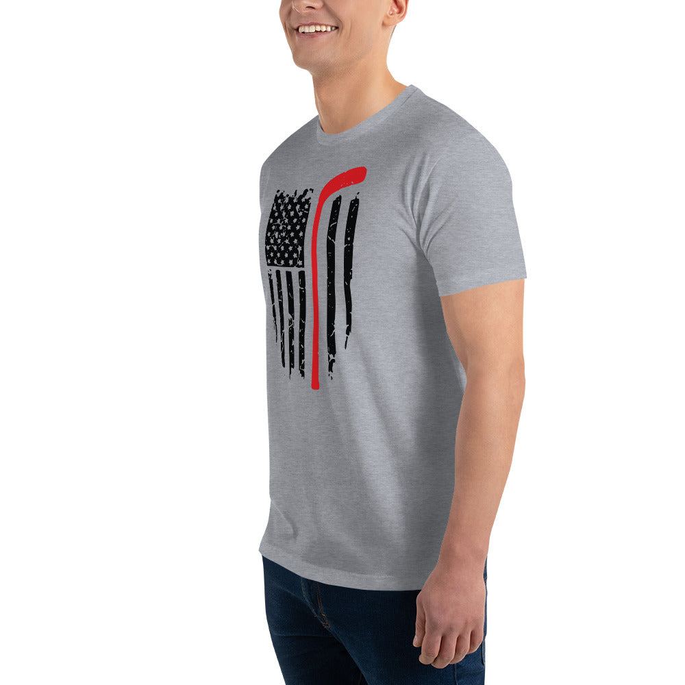 American Flag Hockey Stick Short Sleeve T-shirt