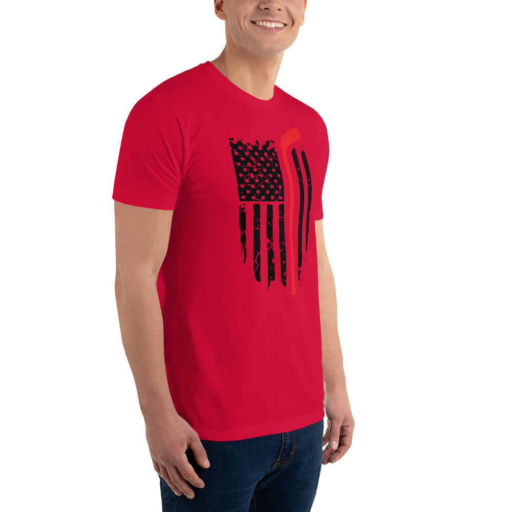 American Flag Hockey Stick Short Sleeve T-shirt