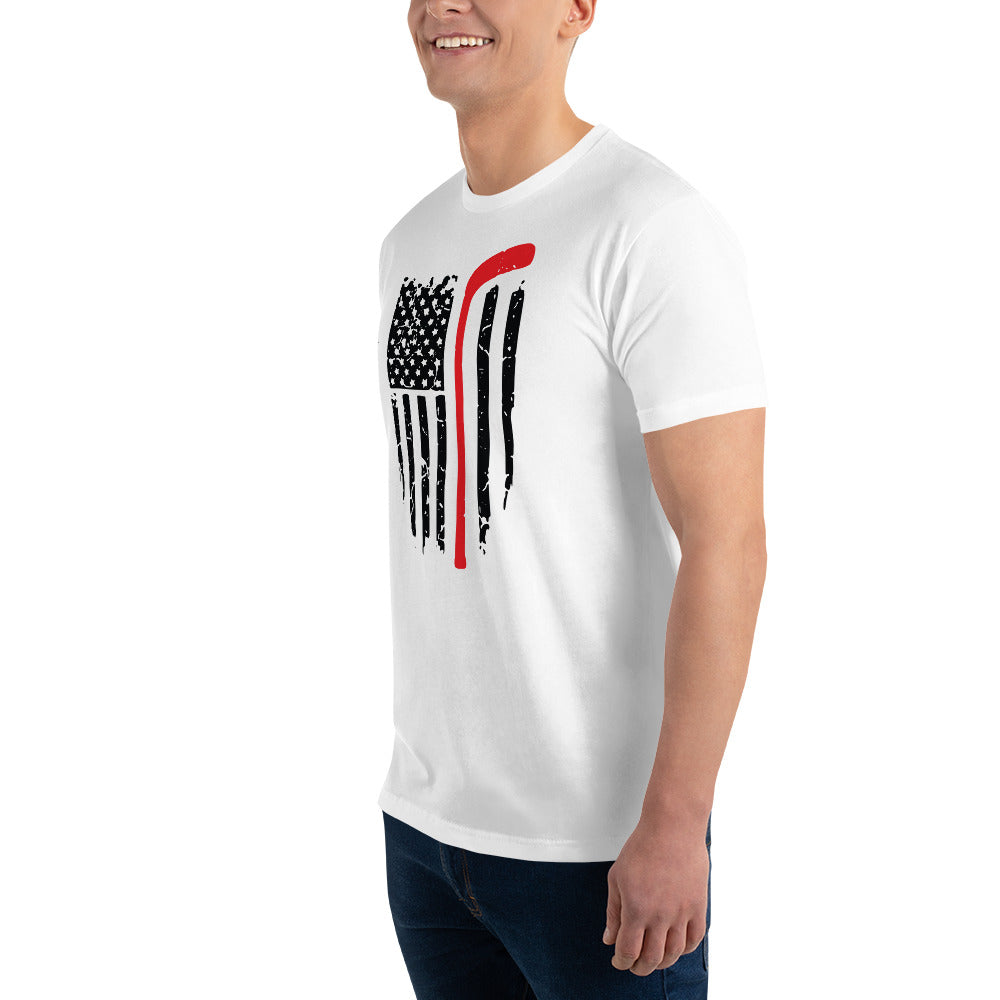 American Flag Hockey Stick Short Sleeve T-shirt